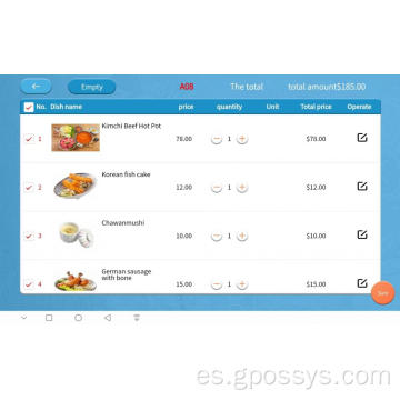 Software de pedido de mesa de cliente fácil de operar